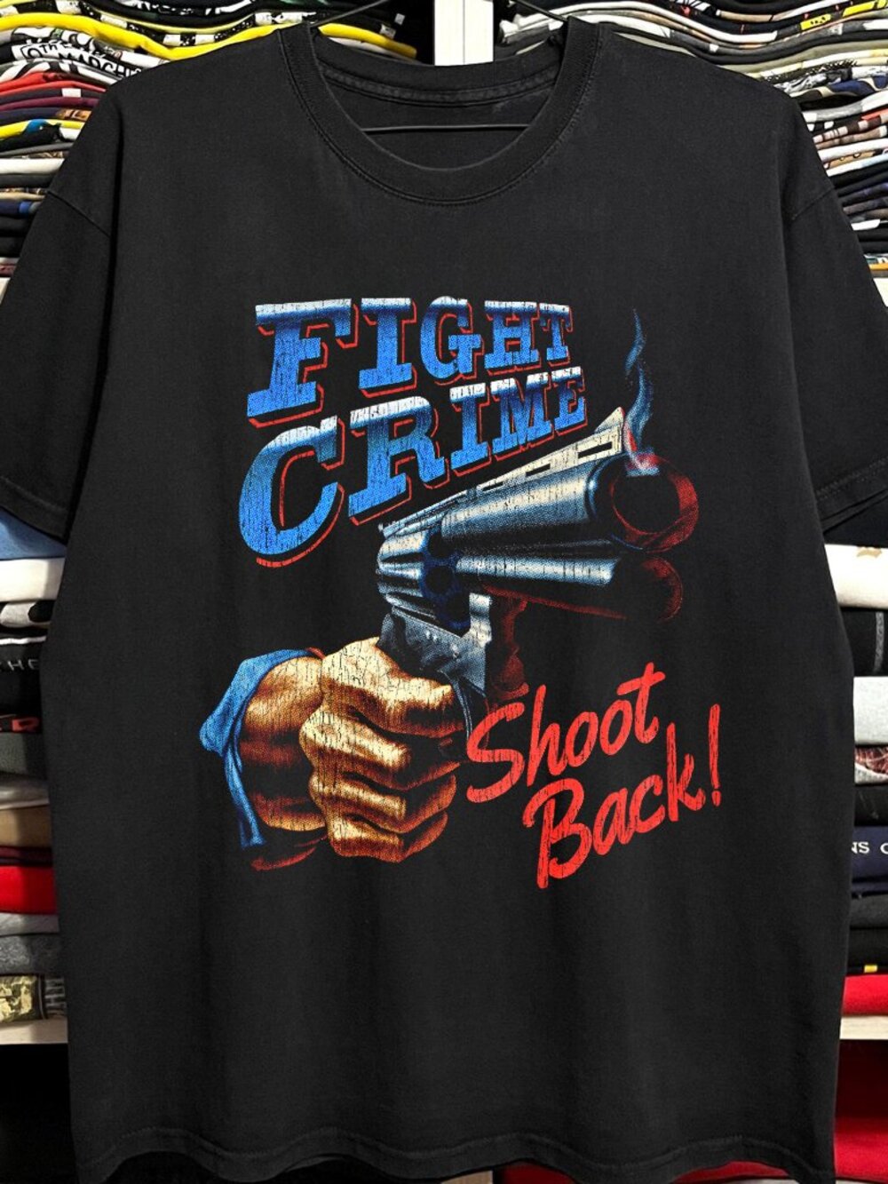 94 Fight Crime Shoot Back Washed Black Tee